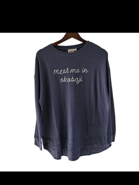 Boat House Apparel Blue Meet Me In Okoboji Sweatshirt Crew Neck Top Beach Size M